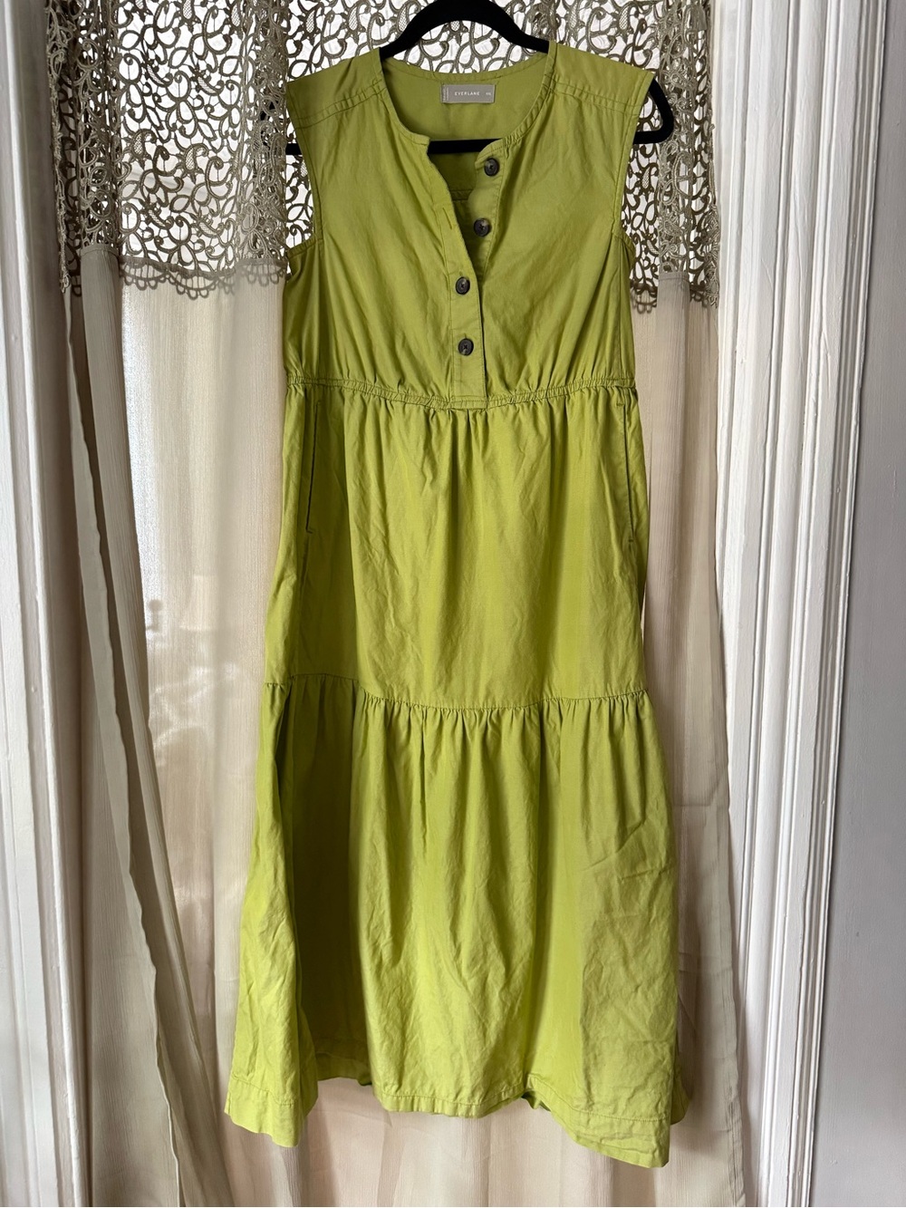 Everlane 100% cotton ankle length dress in green
